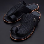 Men's sandal - Flat Sole with Heel - CL7165 Rhombus Black