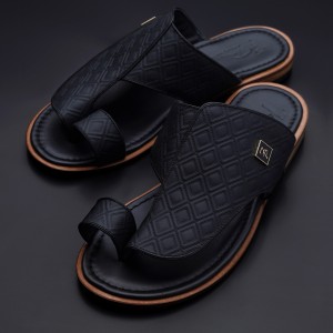 Men's sandal - Flat Sole with Heel - CL7165 Rhombus Black