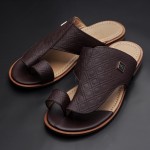 Men's sandal - Flat Sole with Heel - CL7165 Rhombus Wine